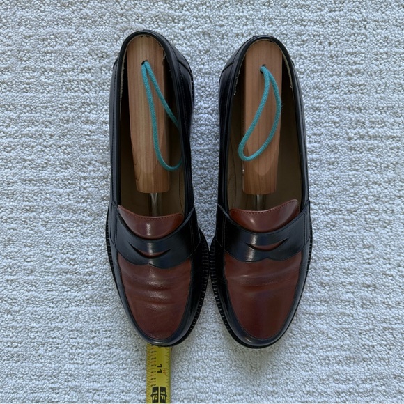 ITALIAN Leather Black & Brown Loafers Sz 7 - Picture 6 of 9
